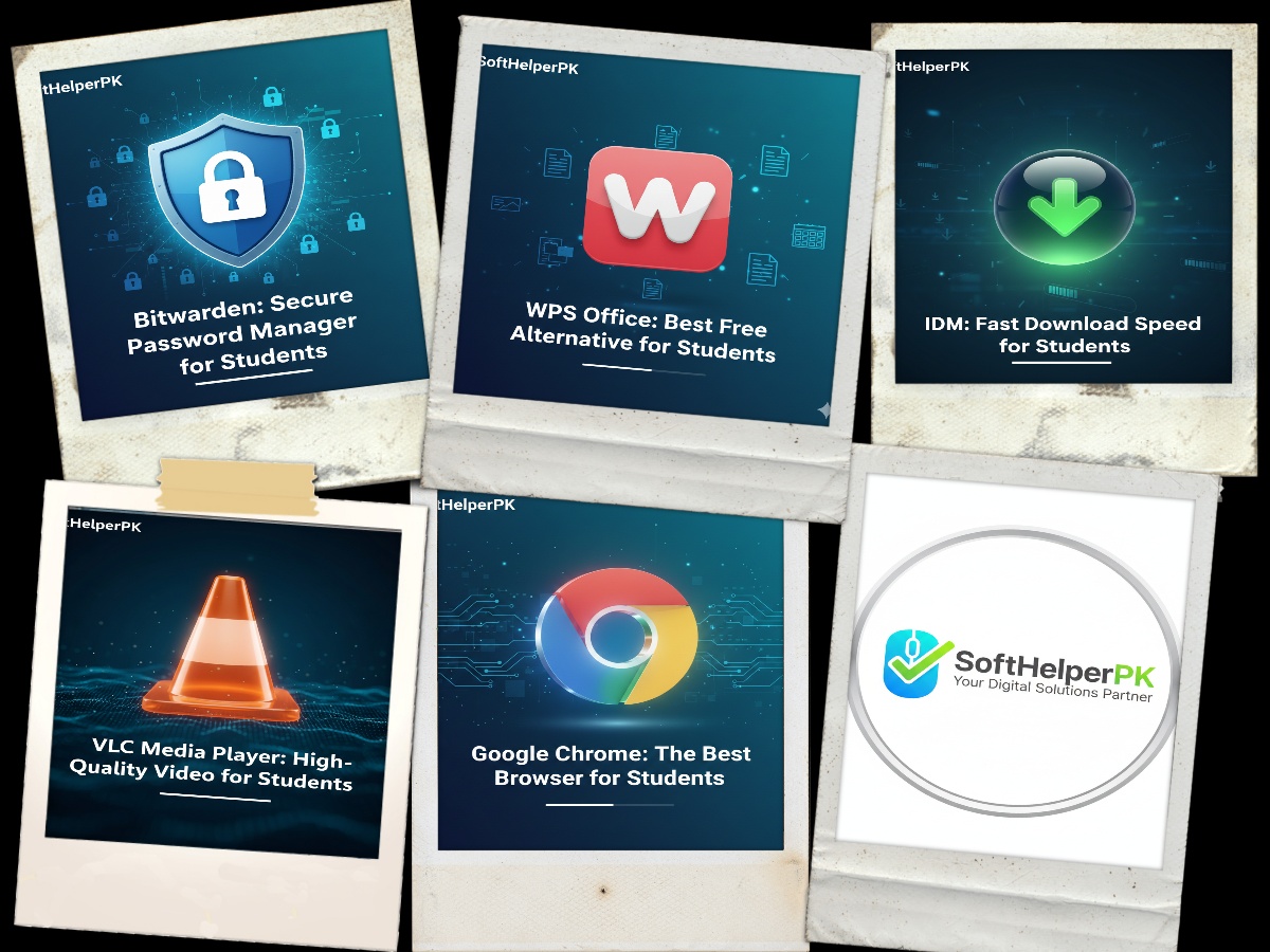 5 Essential Software for Students 2026 - Chrome VLC IDM WPS Bitwarden by SoftHelperPK