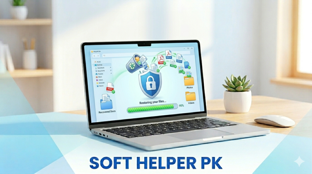 How to recover deleted files free shown on a laptop screen