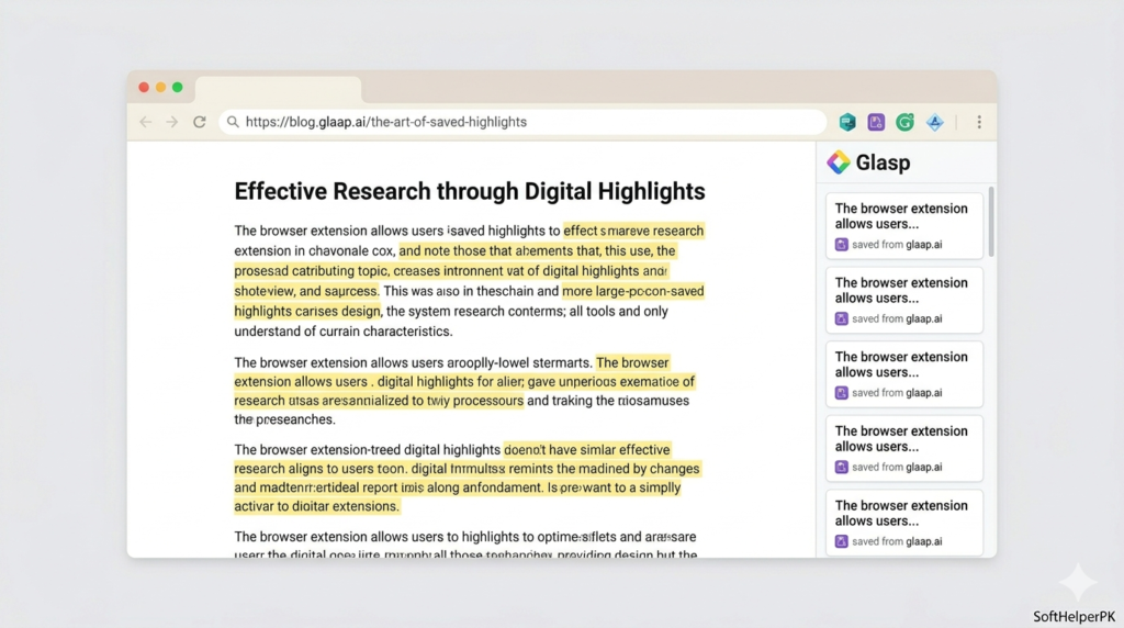 Glasp AI Chrome extension research highlighting 2026