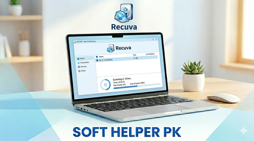 Recuva free file recovery software scanning a drive