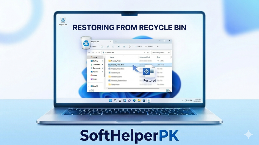 Restoring a deleted file from the Windows Recycle Bin