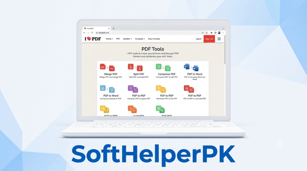 iLovePDF free PDF to Word converter on a laptop