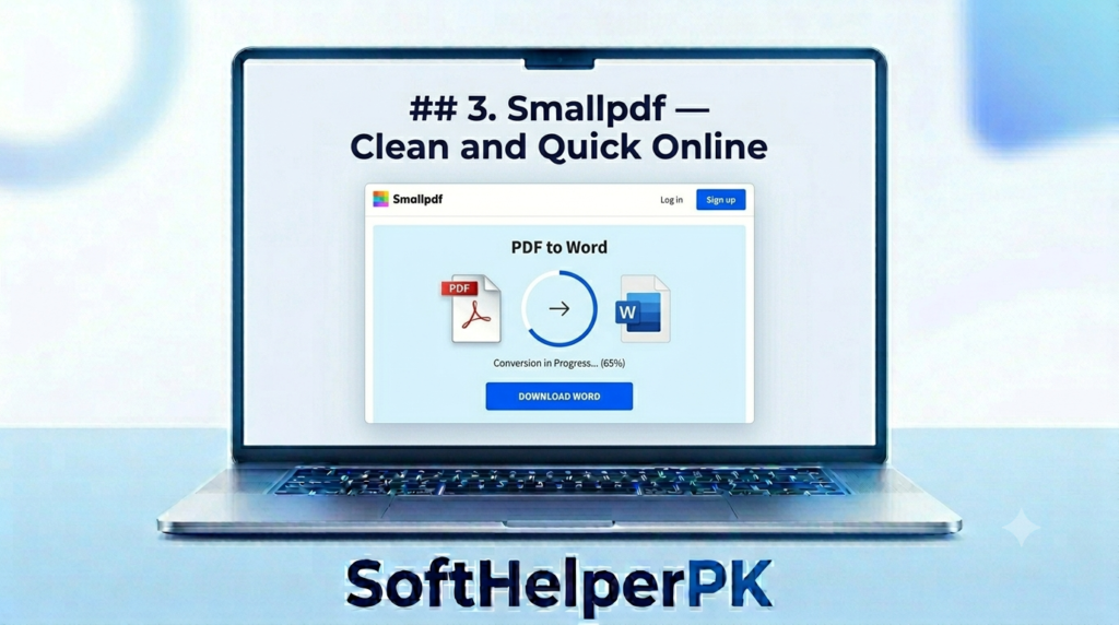 Smallpdf free PDF to Word converter on a laptop