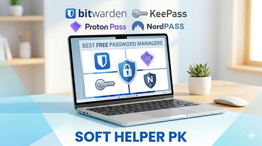 Best free password managers compared on a laptop screen