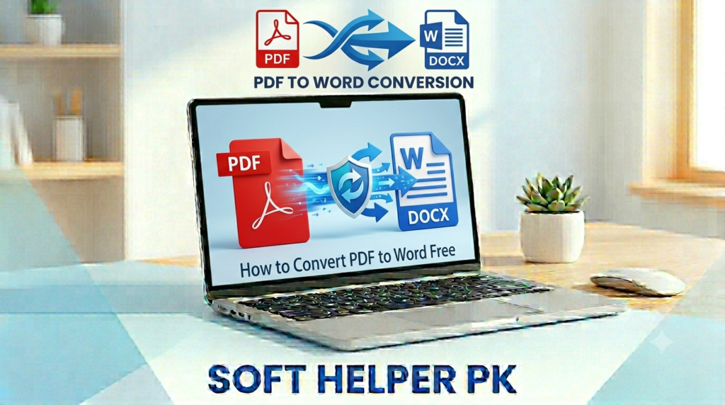 How to convert PDF to Word free shown on a laptop screen