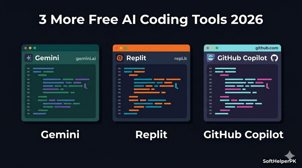 free ai coding tools 2026 gemini replit github copilot